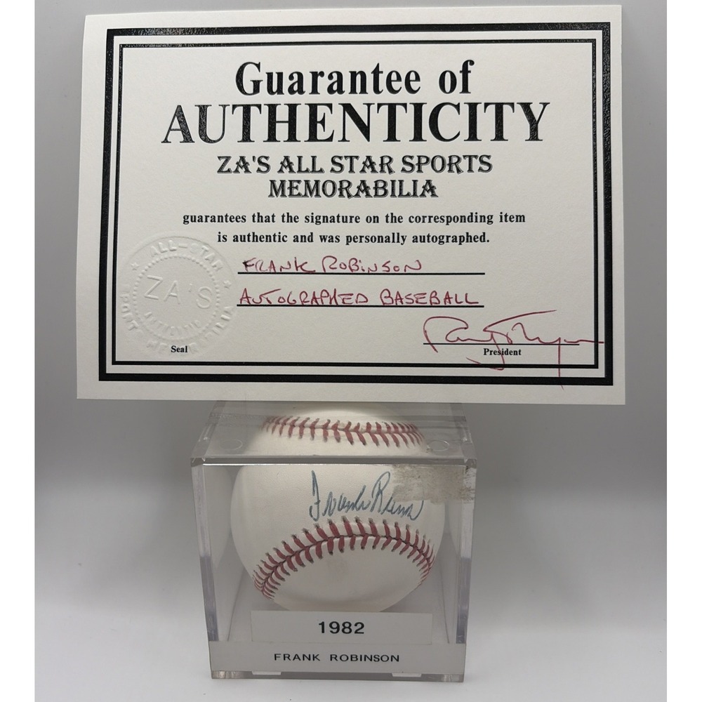 Frank Robinson Autographed Signed Baseball "HOF 82"  Authenticity Certificate